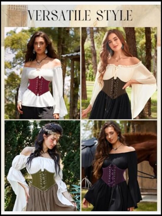 Underbust Corset Belt Lace Up Renaissance Boned Waist Belt main image 6